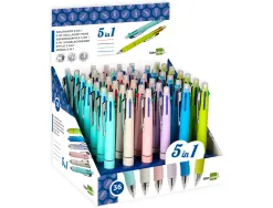 Stylo-bille liderpapel 5 en 1 pointe 0.5mm trait 0.7mm rétractable 4 couleurs d'encre porte-mine 0.5mm gomme