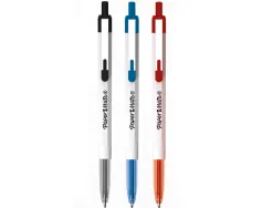 Stylo-bille paper mate 046 rt retractable pointe moyenne 0,7mm sachet 3 unites assorties noir bleu rouge