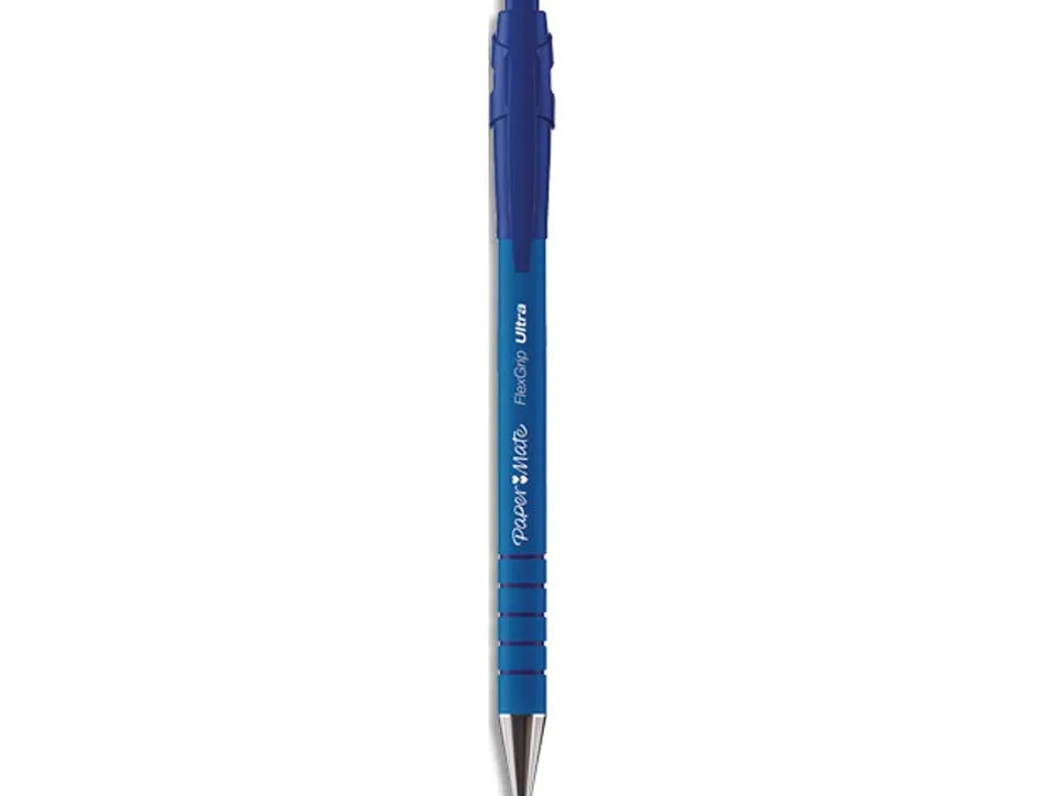 Stylo-bille paper mate flexgrip ultra écriture moyenne 0.7mm encre douce corps strié anti-glisse rétractable bleu