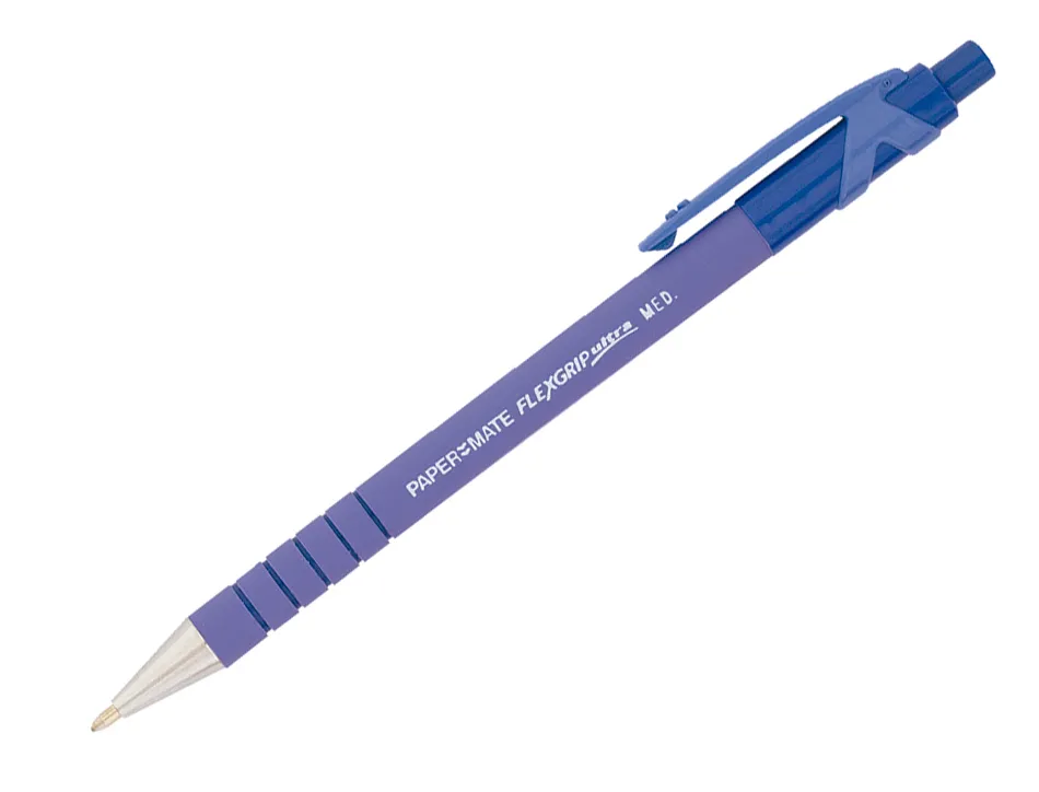 Stylo-bille paper mate flexgrip ultra écriture moyenne 0.7mm encre douce corps strié anti-glisse rétractable bleu