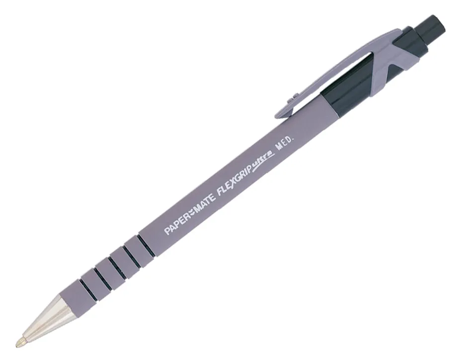 Stylo-bille paper mate flexgrip ultra écriture moyenne 0.7mm encre douce corps strié anti-glisse rétractable noir