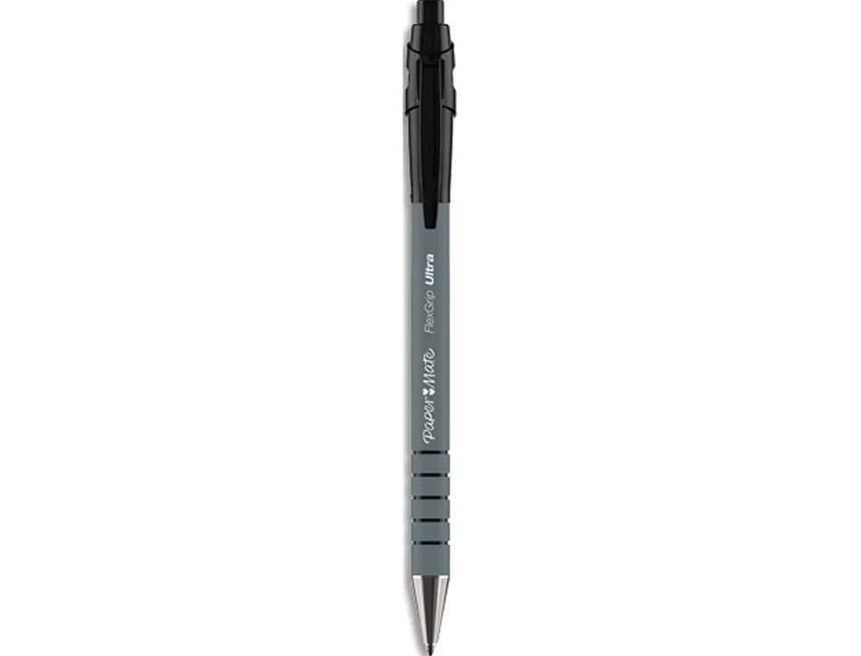 Stylo-bille paper mate flexgrip ultra écriture moyenne 0.7mm encre douce corps strié anti-glisse rétractable noir