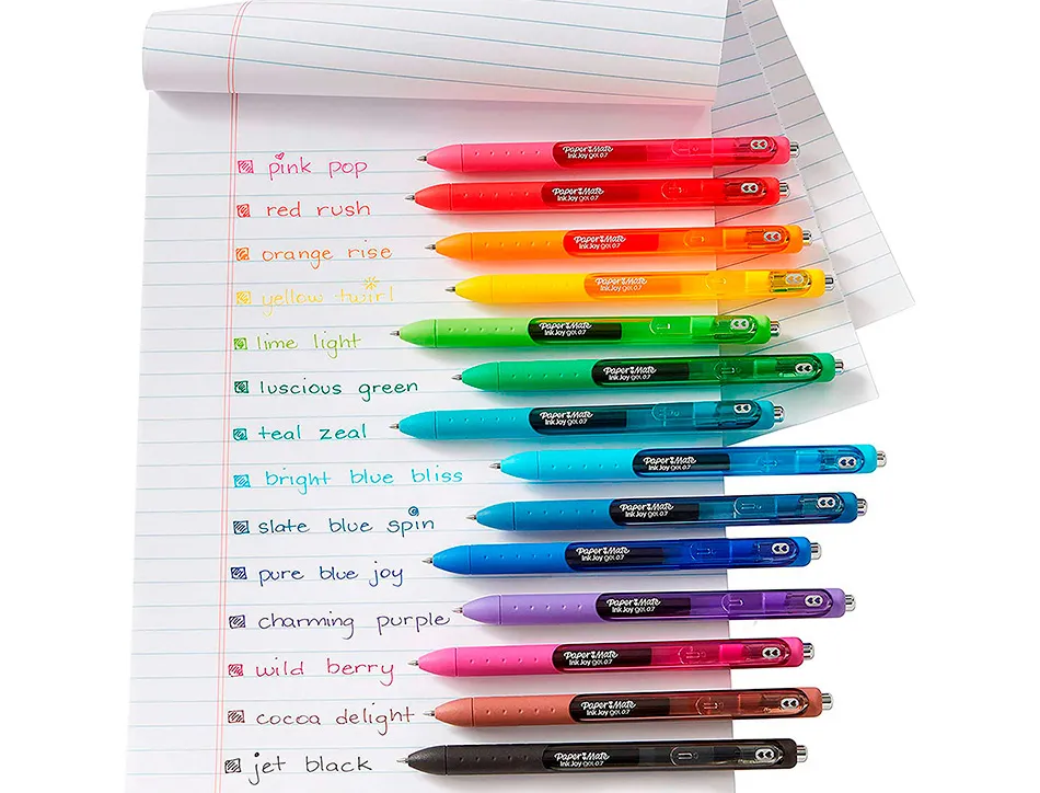 Stylo-bille paper mate inkjoy gel rétractable écriture moyenne 0.7mm encre douce grip coloris noir