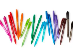 Stylo-bille paper mate inkjoy 100 écriture moyenne 0.7mm ultra douce corps triangulaire résiste bavures coloris bleu