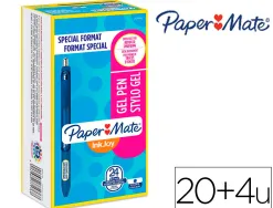 Stylo-bille paper mate inkjoy encre gel bleue fluide résistebavure séchage ultra rapide pointe moyenne 20+4 gratuits
