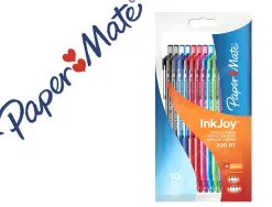 Stylo-bille paper mate inkjoy 300 rt écriture moyenne rétractable clip fun pochette 10 unités