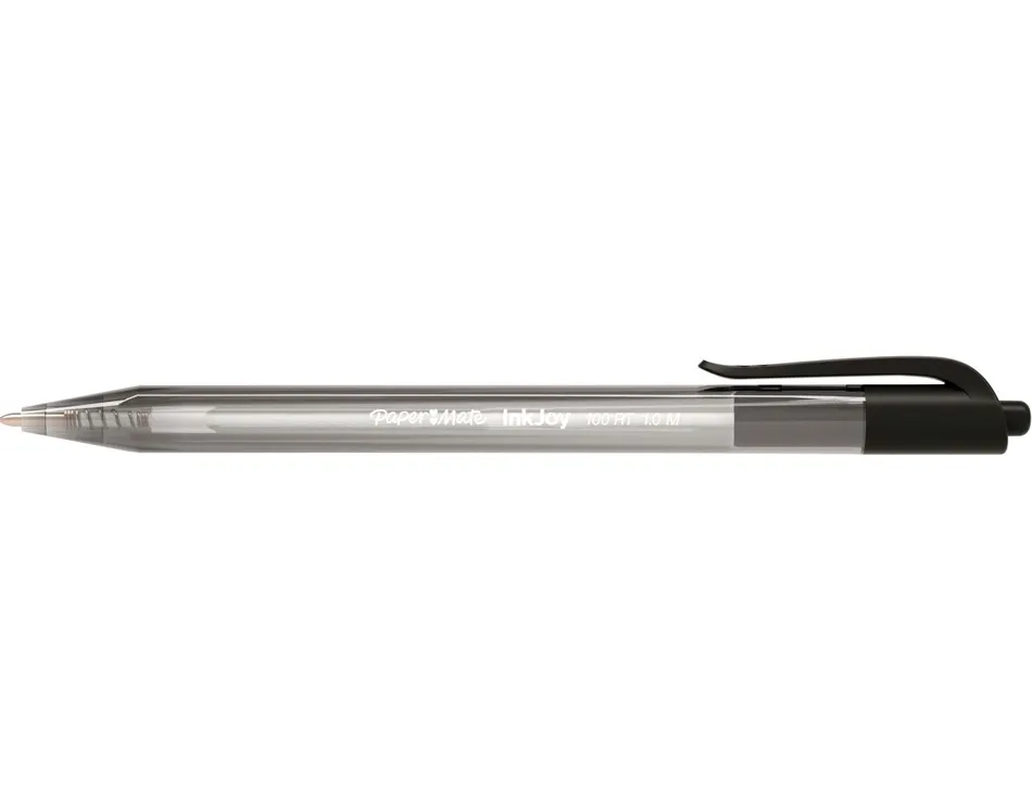 Stylo-bille paper mate inkjoy 100 écriture moyenne 0.7mm encre ultra douce résiste bavures rétractable coloris noir