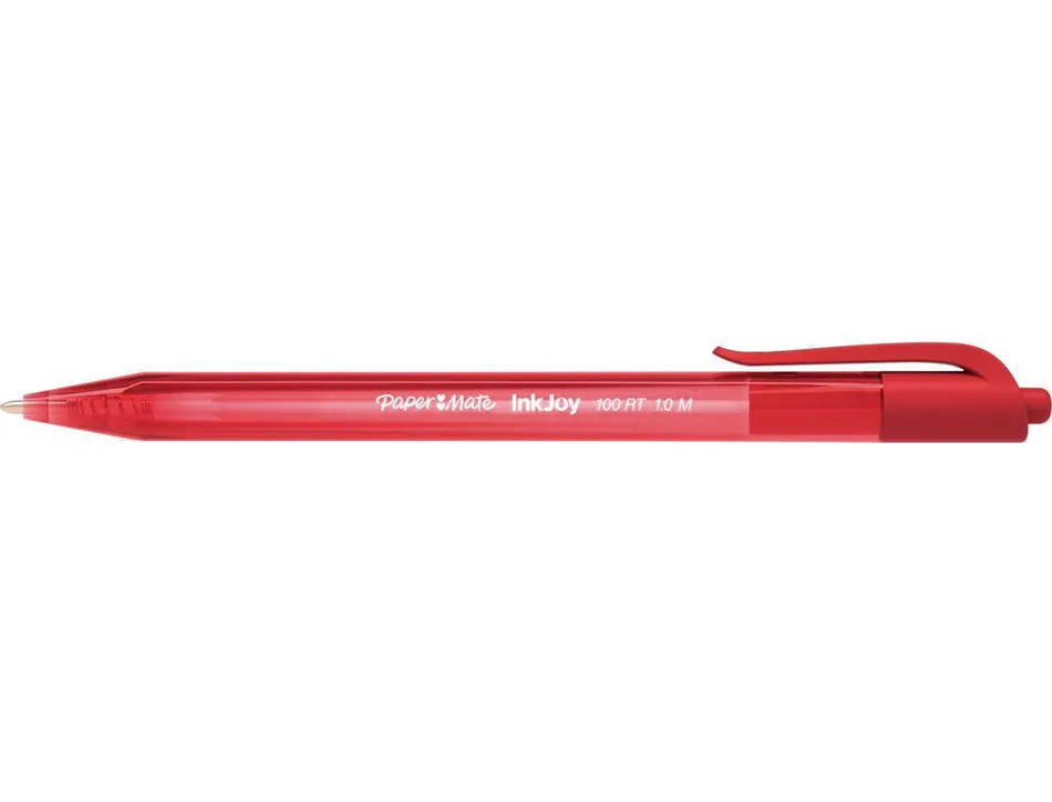 Stylo-bille paper mate inkjoy 100 écriture moyenne 0.7mm encre ultra douce résiste bavures rétractable coloris rouge