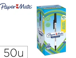 Stylo-bille paper mate kilometrico capuchon pointe moyenne 1mm encre noire ultra douce boite 50 unites