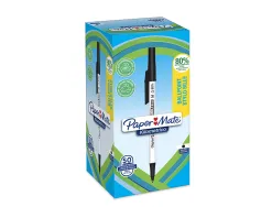 Stylo-bille paper mate kilometrico capuchon pointe moyenne 1mm encre noire ultra douce boite 50 unites