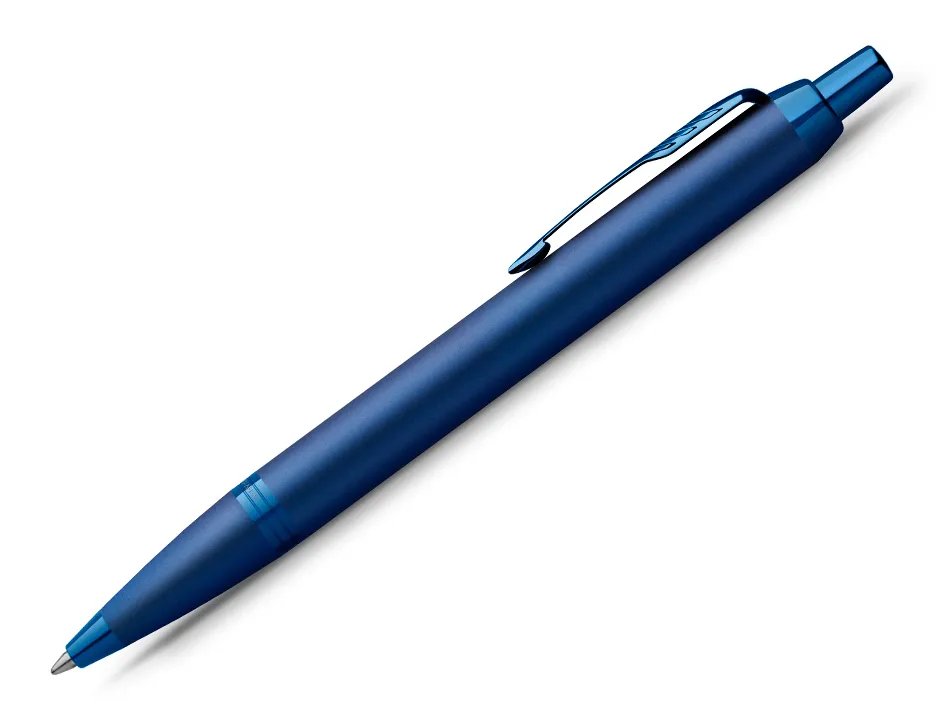 Stylo-bille parker im monochrome bleu pointe moyenne encre bleu etui cadeau