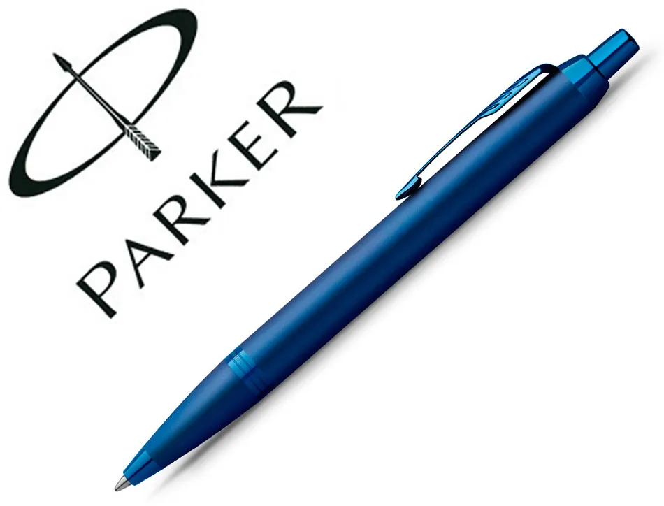 Stylo-bille parker im monochrome bleu pointe moyenne encre bleu etui cadeau