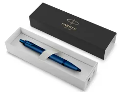 Stylo-bille parker im monochrome bleu pointe moyenne encre bleu etui cadeau