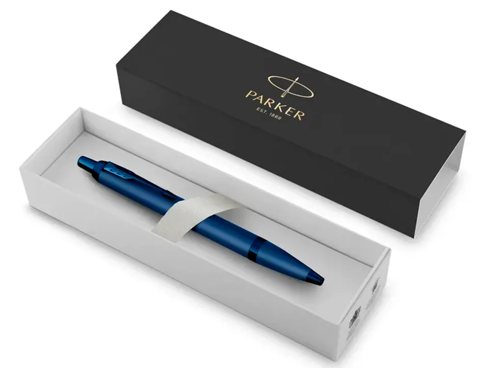 Stylo-bille parker im monochrome bleu pointe moyenne encre bleu etui cadeau