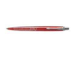 Stylo-bille parker jotter world londres retractable clip corps rouge metallise pointe moyenne encre bleue