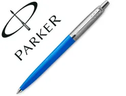 Stylo-bille parker jotter retractable pointe moyenne finition bleue classique avec 1 recharge quinkflow encre