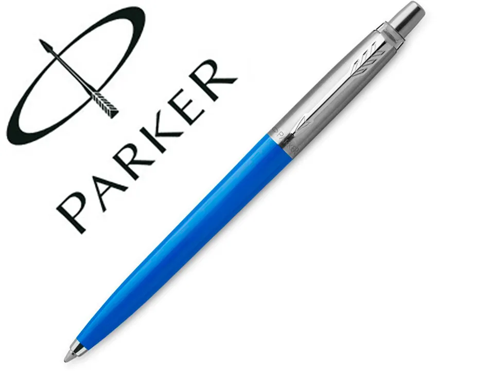 Stylo-bille parker jotter retractable pointe moyenne finition bleue classique avec 1 recharge quinkflow encre