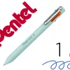 Stylo-bille pentel 4 couleurs izee retractable pointe large 1mm clip metal corps vert menthe