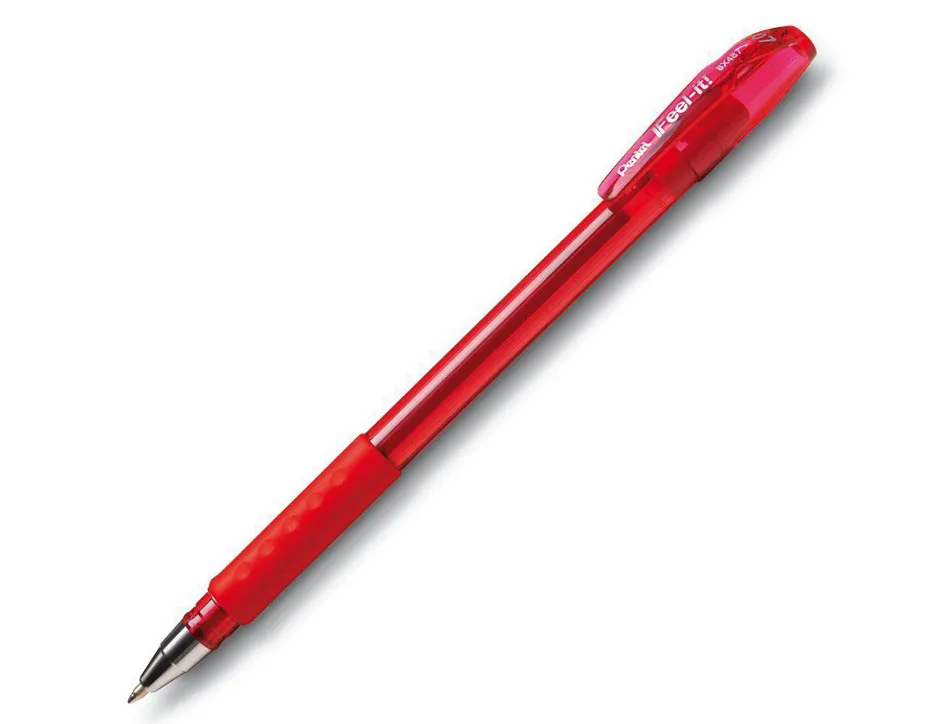Stylo-bille pentel feel-it écriture moyenne pointe 0.7mm encre coloris rouge