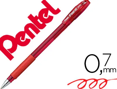 Stylo-bille pentel feel-it écriture moyenne pointe 0.7mm encre coloris rouge