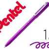 Stylo-bille pentel izee a capuchon pointe moyenne 1mm encre faible viscosite rechargeable violet