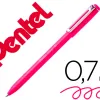Stylo-bille pentel izee a capuchon pointe moyenne 1mm encre faible viscosite rechargeable rose