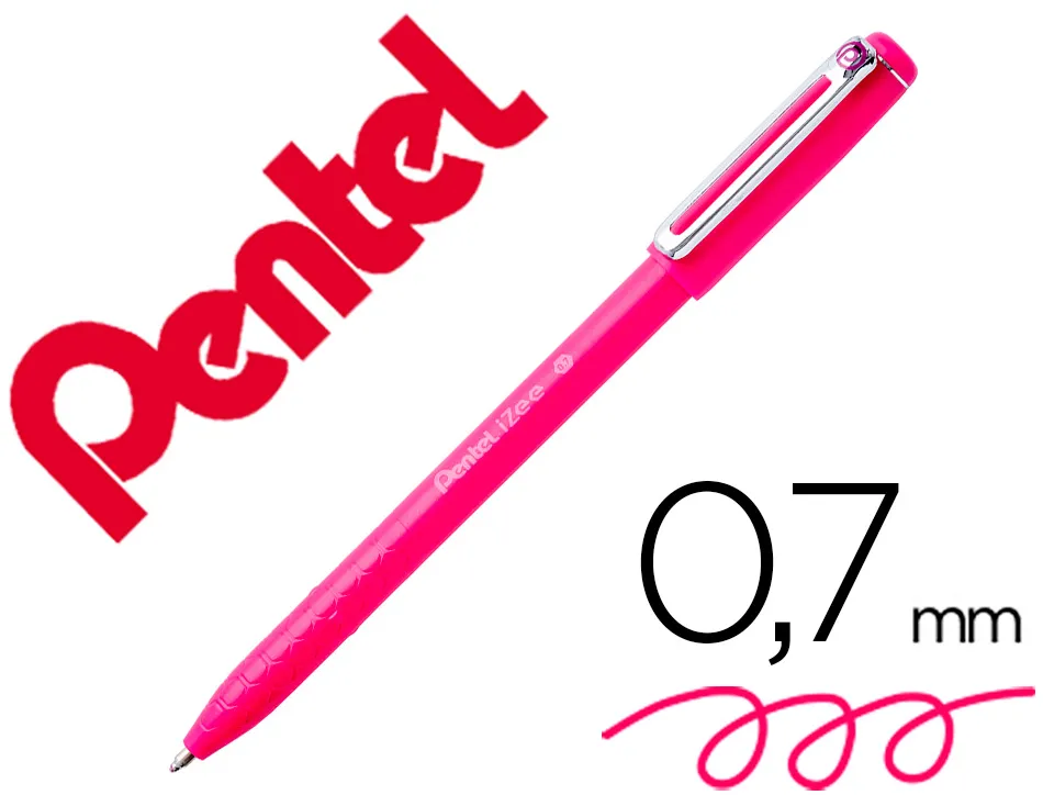 Stylo-bille pentel izee a capuchon pointe moyenne 1mm encre faible viscosite rechargeable rose