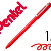 Stylo-bille pentel izee a capuchon ecriture moyenne pointe 1mm encre faible viscosite rechargeable rouge