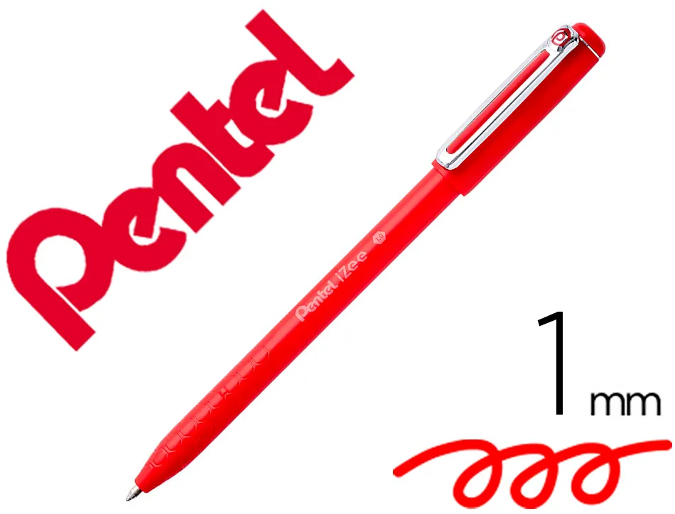 Stylo-bille pentel izee a capuchon ecriture moyenne pointe 1mm encre faible viscosite rechargeable rouge
