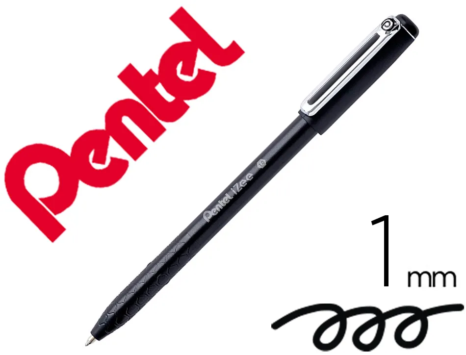 Stylo-bille pentel izee a capuchon ecriture moyenne pointe 1mm encre faible viscosite rechargeable noir