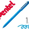 Stylo-bille pentel izee a capuchon pointe moyenne 1mm encre faible viscosite rechargeable bleu ciel