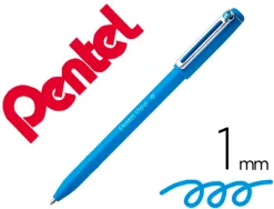Stylo-bille pentel izee a capuchon pointe moyenne 1mm encre faible viscosite rechargeable bleu ciel