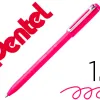 Stylo-bille pentel izee retractable ecriture moyenne pointe 1mm encre faible viscosite rechargeable rose