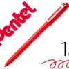 Stylo-bille pentel izee retractable ecriture moyenne pointe 1mm encre faible viscosite rechargeable rouge