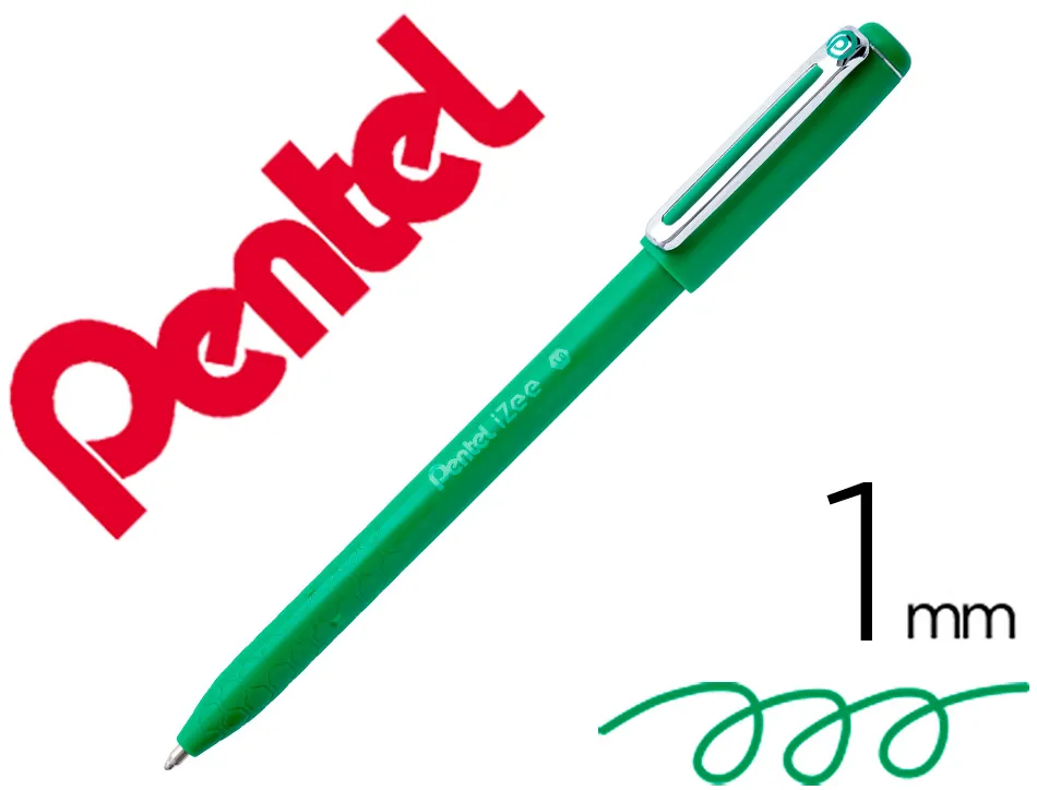 Stylo-bille pentel izee retractable ecriture moyenne pointe 1mm encre faible viscosite rechargeable vert