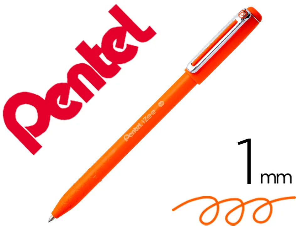 Stylo-bille pentel izee retractable ecriture moyenne pointe 1mm encre faible viscosite rechargeable orange