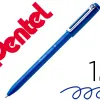 Stylo-bille pentel izee retractable ecriture moyenne pointe 1mm encre faible viscosite rechargeable bleu
