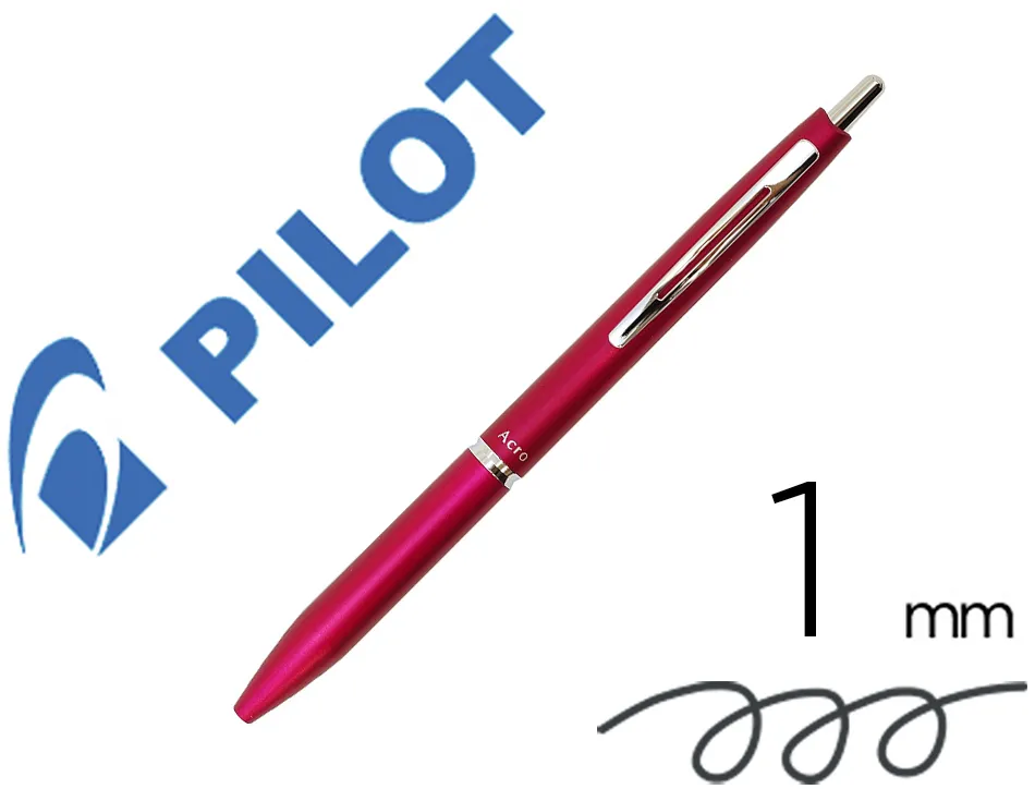 Stylo-bille pilot acro 1000 retractable pointe moyenne 1mm encre noire rechargeable coloris cerise avec coffret