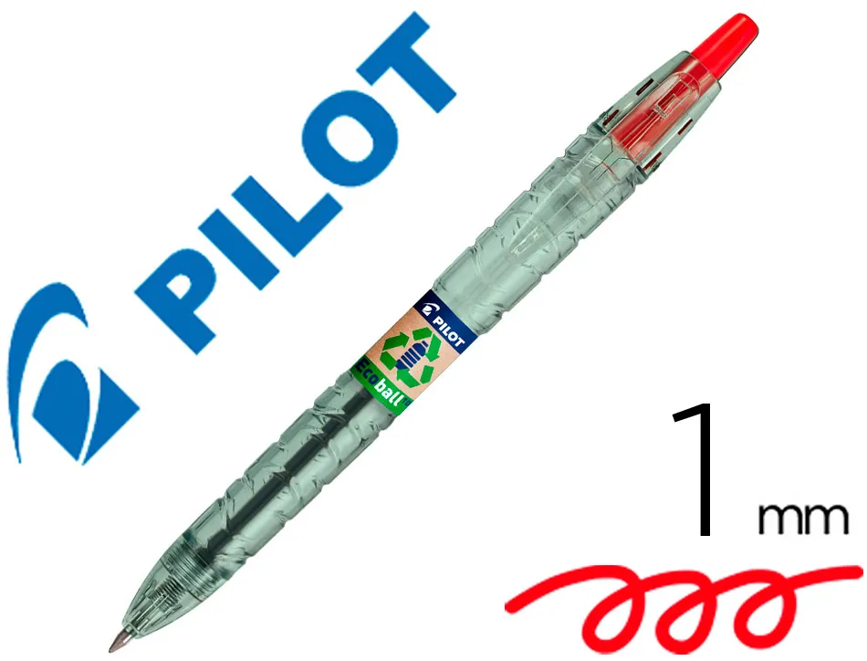Stylo-bille pilot b2p ecoball begreen retractable rechargeable. pointe moyenne. coloris rouge