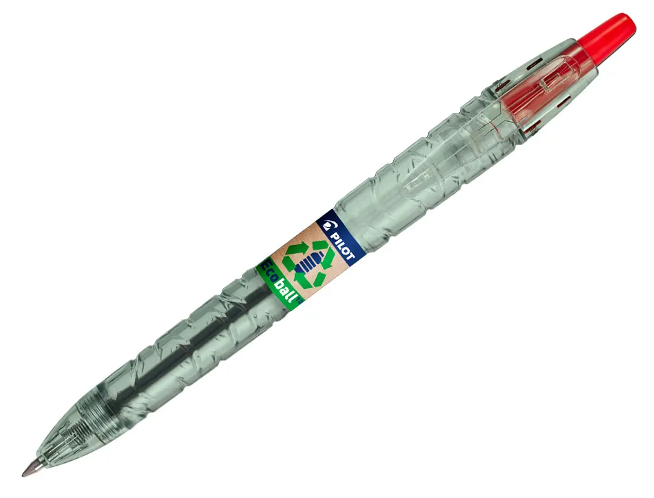 Stylo-bille pilot b2p ecoball begreen retractable rechargeable. pointe moyenne. coloris rouge