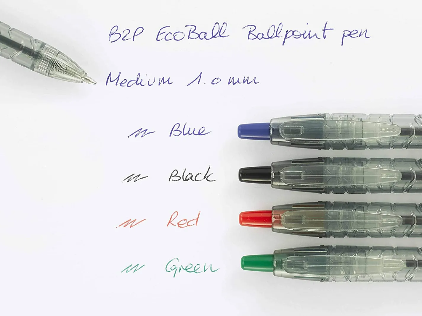 Stylo-bille pilot b2p ecoball begreen retractable rechargeable. pointe moyenne. coloris noir 621581