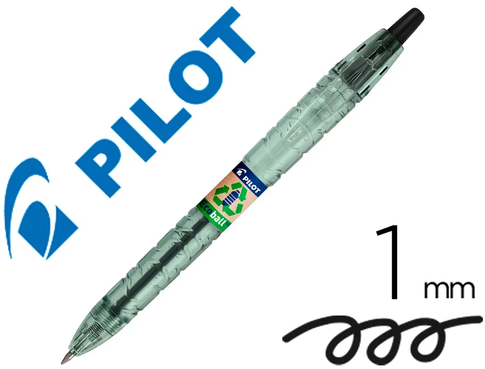 Stylo-bille pilot b2p ecoball begreen retractable rechargeable. pointe moyenne. coloris noir 621581