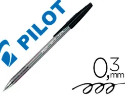 Stylo-bille pilot bp-s écriture fine 0.3mm encre douce pointe indéformable rechargeable corps translucide coloris noir