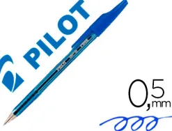 Stylo-bille pilot bp-s écriture moyenne 0.5mm encre douce pointe indéformable rechargeable corps translucide bleu