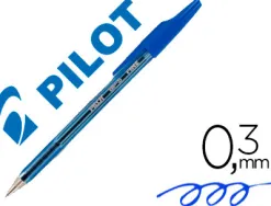 Stylo-bille pilot bp-s écriture fine 0.3mm encre douce pointe indéformable rechargeable corps translucide coloris bleu