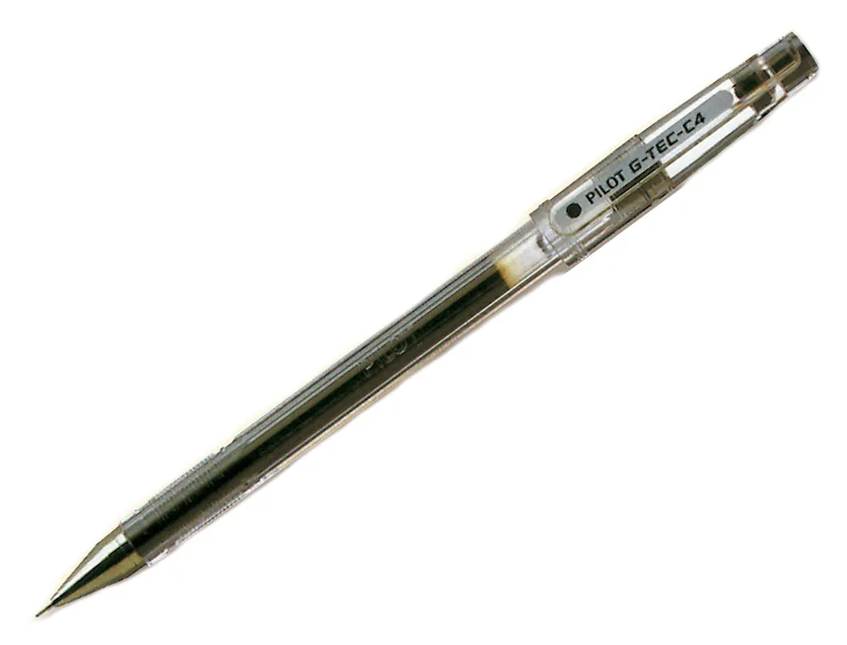 Stylo-bille pilot g-tec-c4 pointe hi-tec écriture extra fine 0.2mm encre gel corps translucide noir