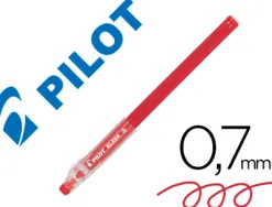 Stylo-bille pilot kleer effaçable pointe conique moyenne 0,7mm gomme sur le capuchon encre couleur rouge