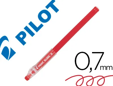 Stylo-bille pilot kleer effaçable pointe conique moyenne 0,7mm gomme sur le capuchon encre couleur rouge