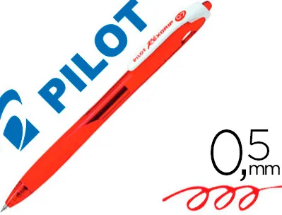 Stylo-bille pilot rexgrip écriture 0.5mm encre ultra douce corps caoutchouté rétractable rechargeable couleur rouge