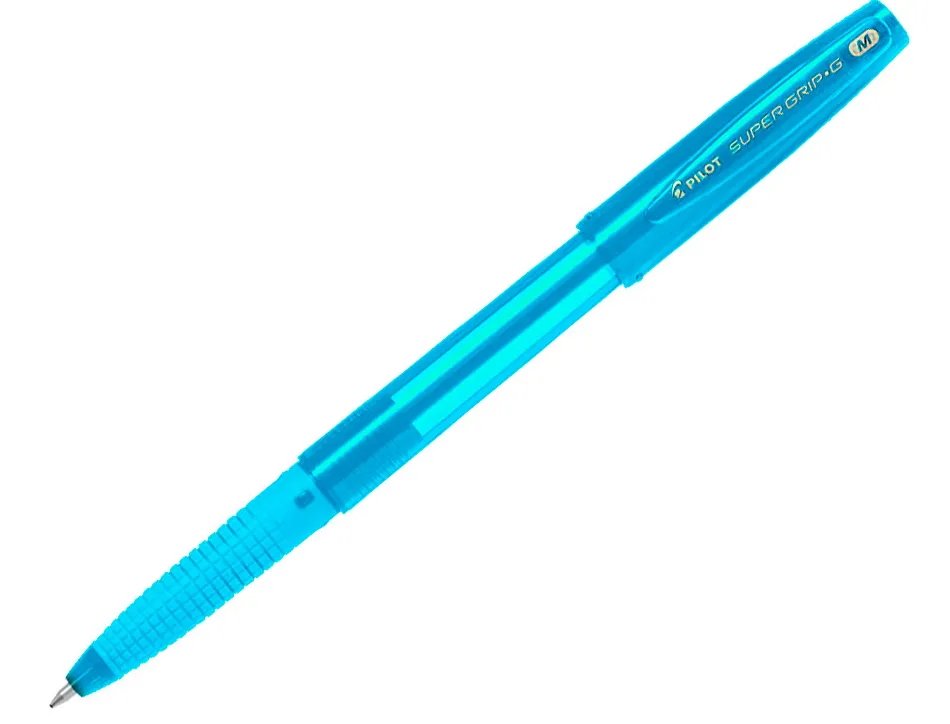 Stylo-bille pilot super grip g neon capuchon pointe moyenne bille ultra-resistante corps et